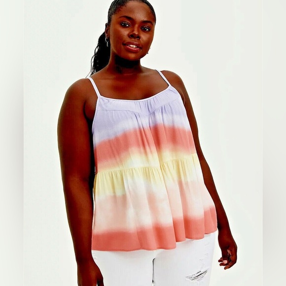 Torrid Multicolor Stripe Gauze Tiered Babydoll Cami - Picture 1 of 7